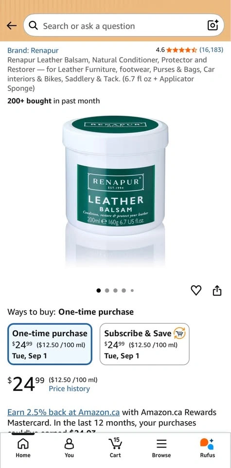 Renapur Leather Balsam Conditioner & Restorer (200ml) - photo 2