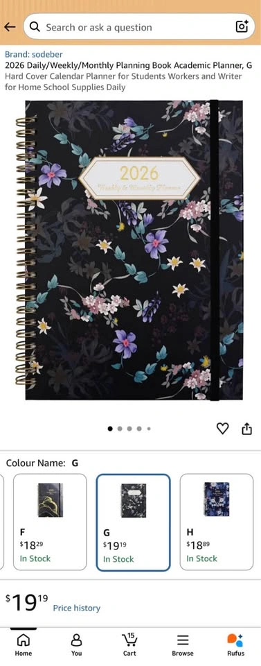 2026 Weekly & Monthly Planner Hardcover (Floral) - photo 2