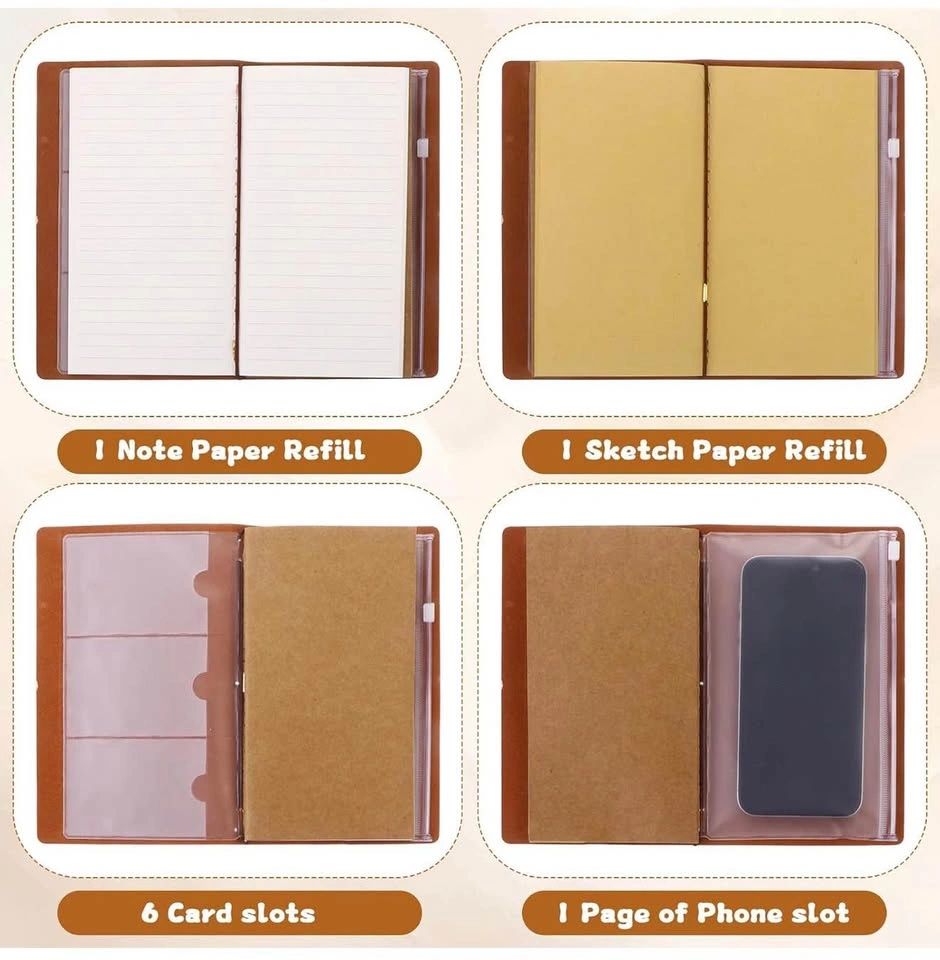 Brown Leather Journal Notebook w/Pockets (Retirement Savings) - photo 4