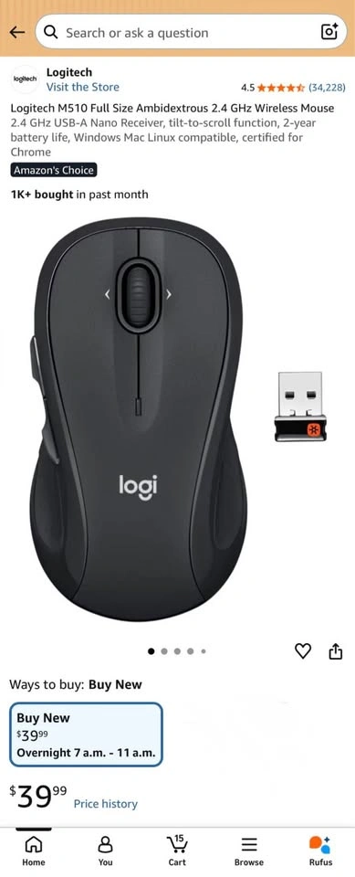 Logitech M510 Wireless Mouse - photo 2