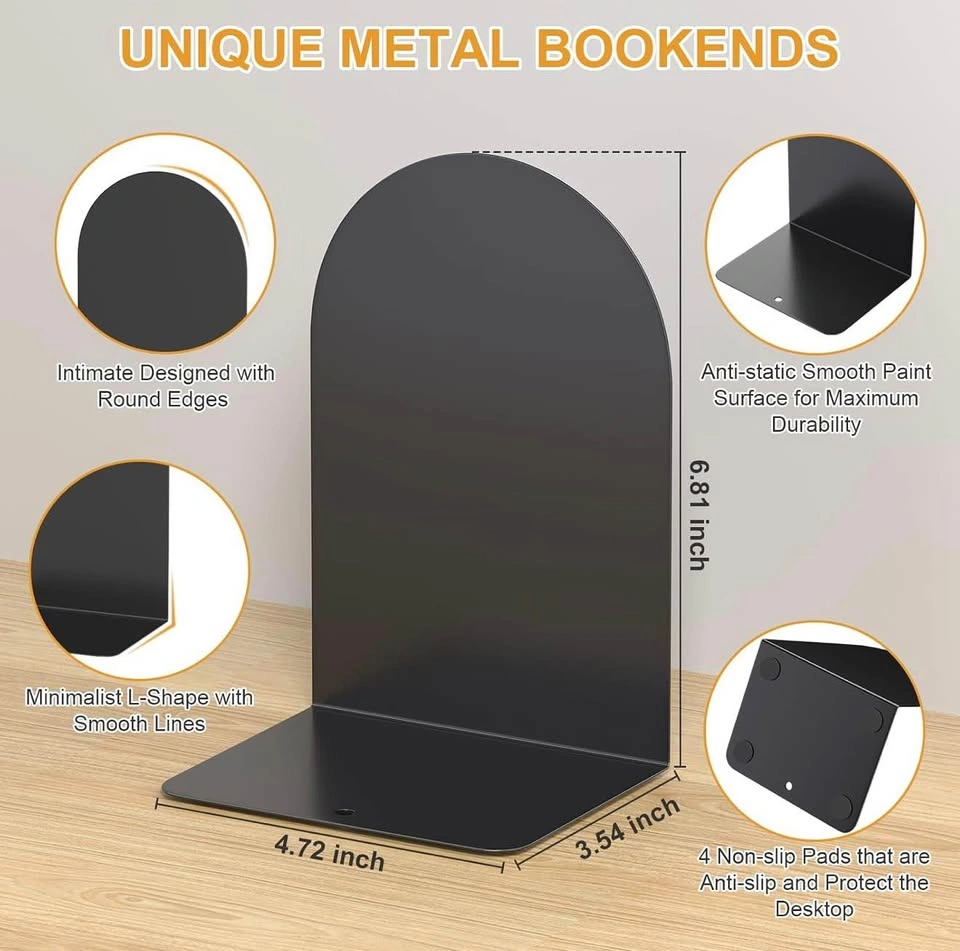 Heavy-Duty Steel Bookends (Black) - photo 5