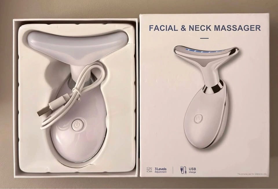 Face & Neck Beauty Massager – LED Light, Heat & Vibration