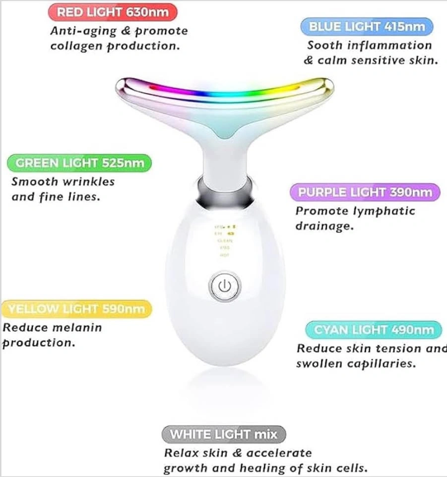 Face & Neck Beauty Massager – LED Light, Heat & Vibration - photo 3
