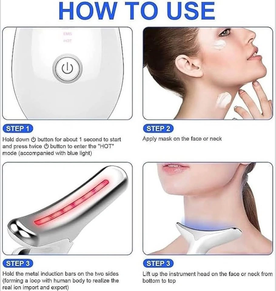Face & Neck Beauty Massager – LED Light, Heat & Vibration - photo 4