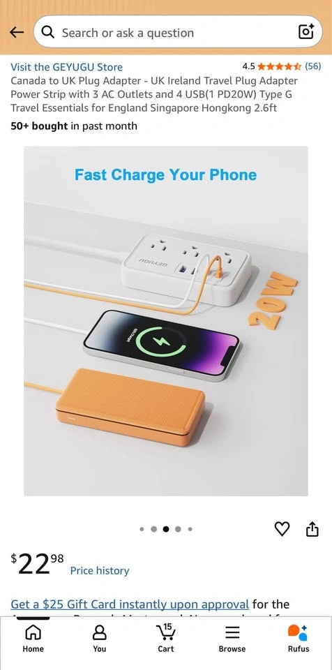 7-in-1 Slim Travel Power Strip (2.6ft, White) - photo 2