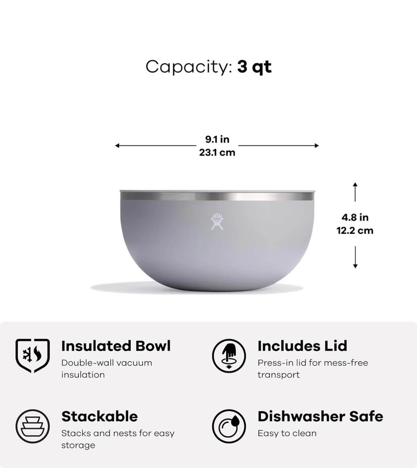 Hydro Flask Double-Wall Insulated Bowl w/Lid (Birch Gray) - photo 3