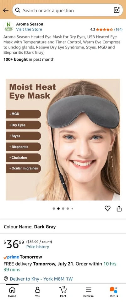 Aroma Season Heated Eye Mask (for dry eyes, etc.) - photo 2