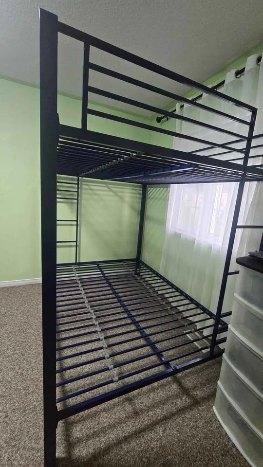 New Metal Full Queen Size Bunk Loft Bed Frame Dark Blue - photo 2