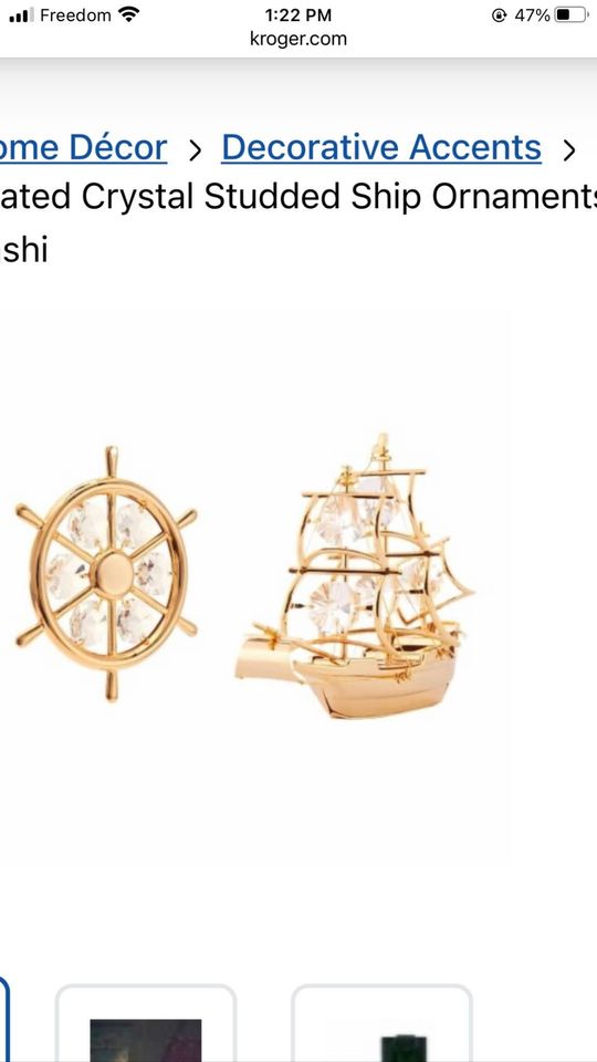 New in Box: 24K Gold-Plated Ship Set with Swarovski Crystals - photo 2