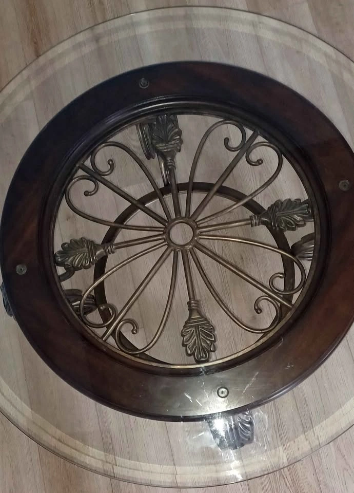 Like New Elegant Vintage Style Glass Wrought Iron Coffee Table - photo 3