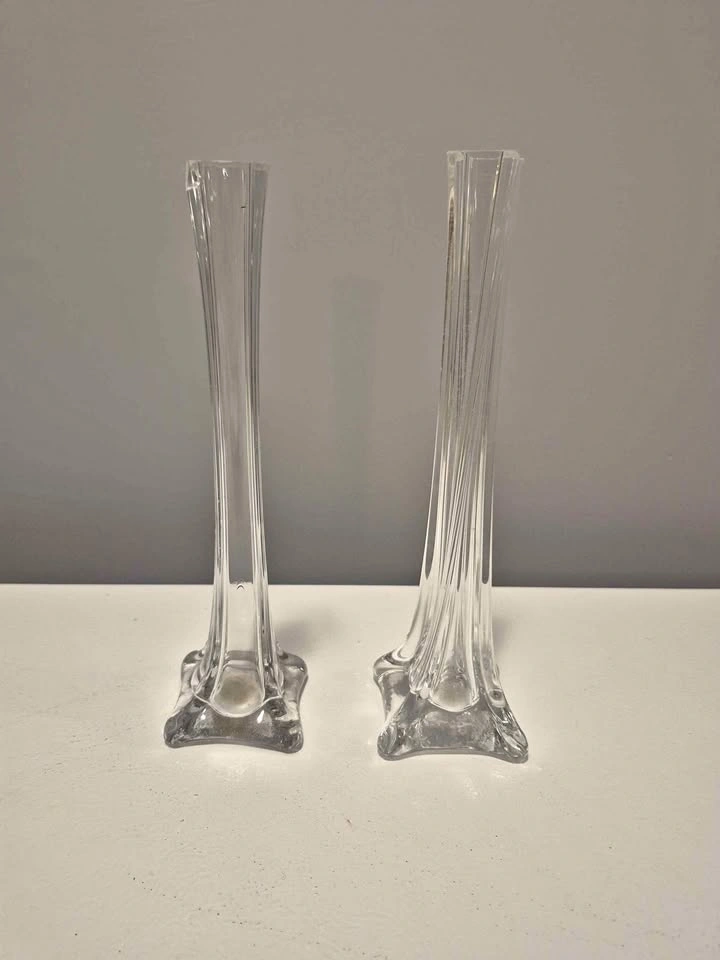 Pair of Clear Glass Bud Vases