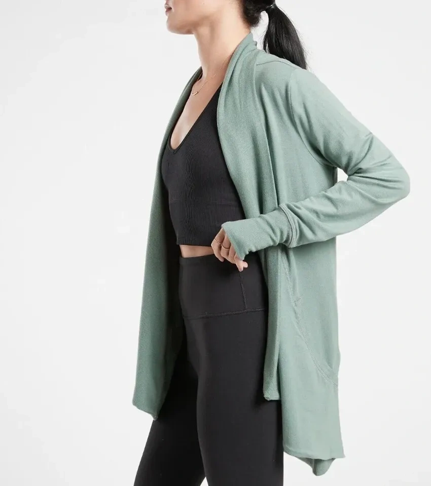 ATHLETA Minimalistic Grey Pockets Pranayama Wrap Cardigan SP - photo 2