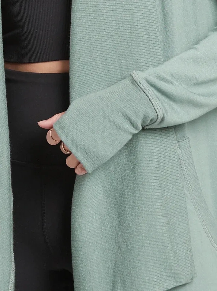ATHLETA Minimalistic Grey Pockets Pranayama Wrap Cardigan SP - photo 4