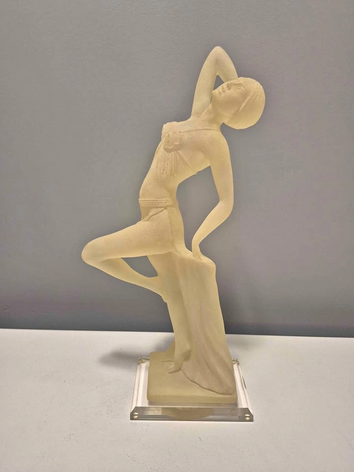 Art Deco Style Frosted Glass Female Figurine