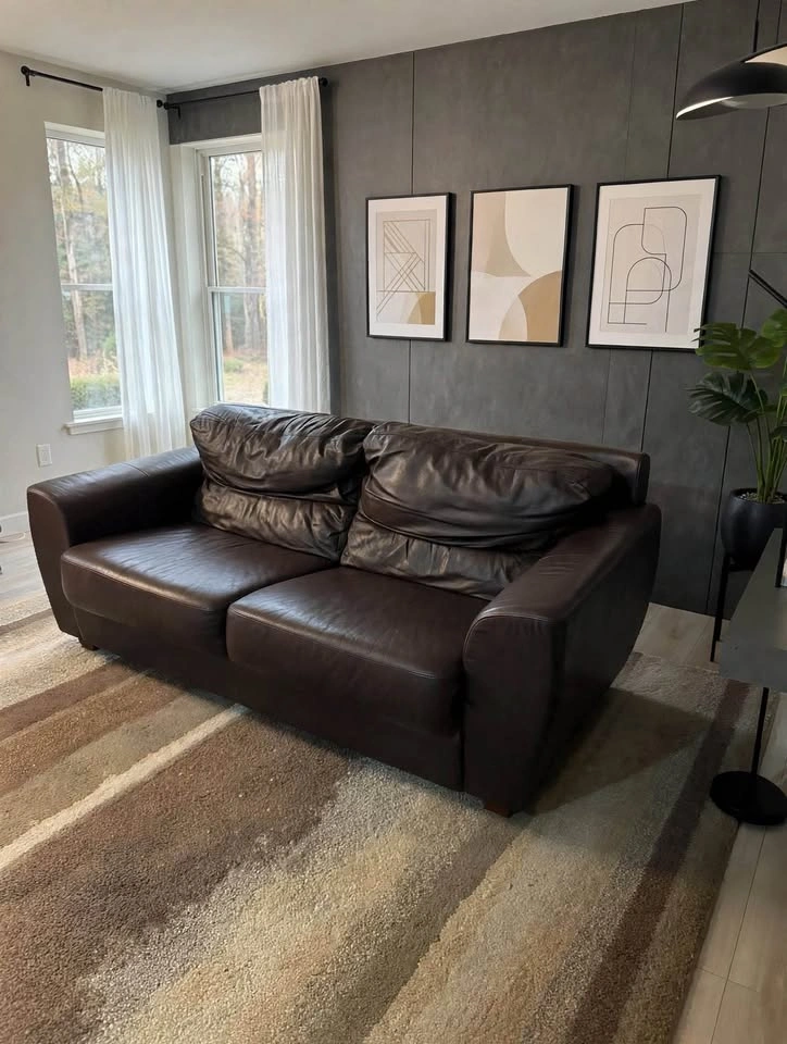 Genuine Dark Brown Leather Sofa – Excellent Condition - photo 3