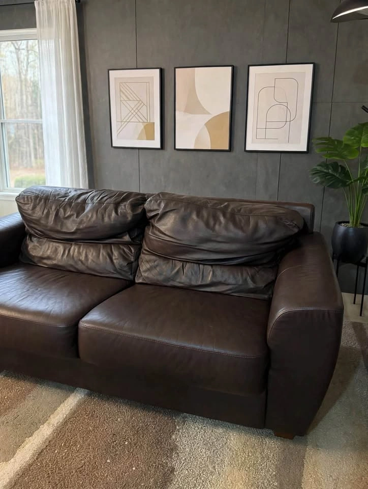 Genuine Dark Brown Leather Sofa – Excellent Condition - photo 5