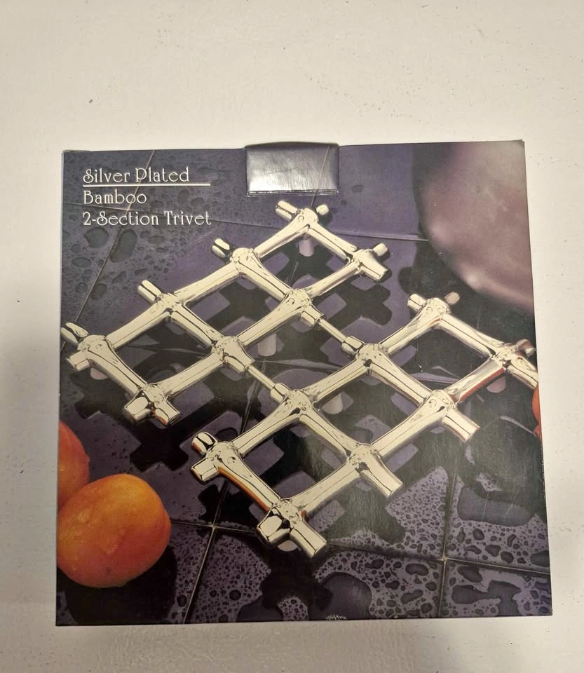 Silver Plated Bamboo 2-Section Trivet