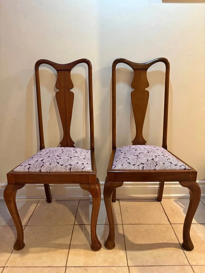 Pair of Restored Queen Anne Splat-Back Dining Side Chairs