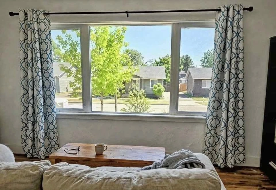 6 Panels Blackout Curtains 54x84 - Teal/Grey Trellis