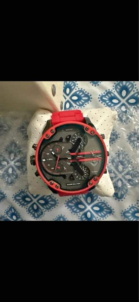 Diesel DZ7370 Daddy 2.0 Mens Watch 57mm Red Silicone Stainless S