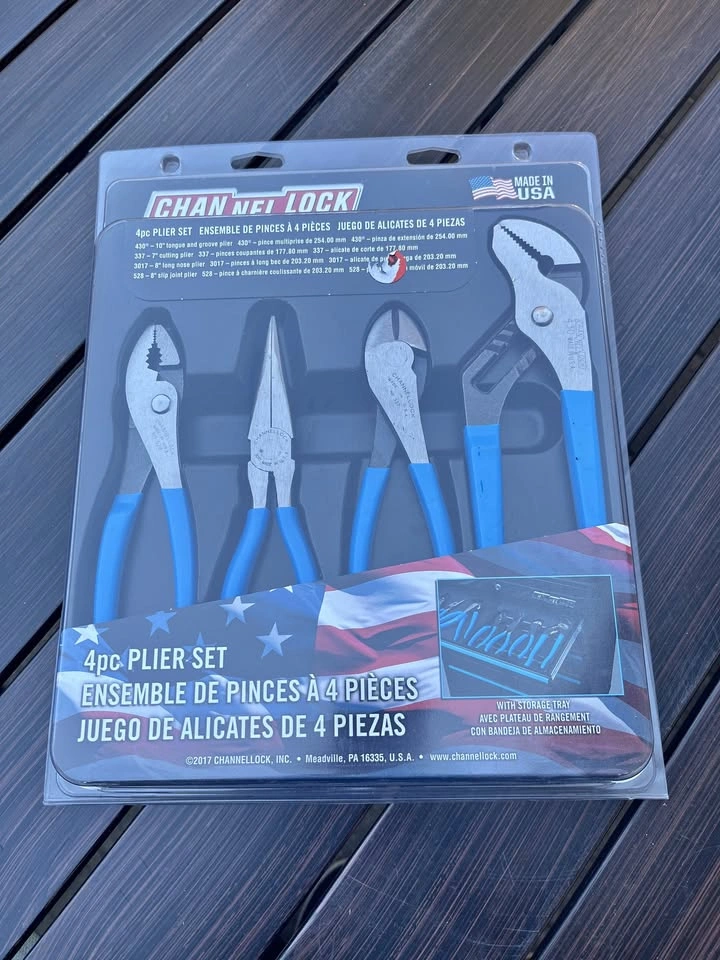 Channel lock 4 Piece Plier Set with Storage Tray