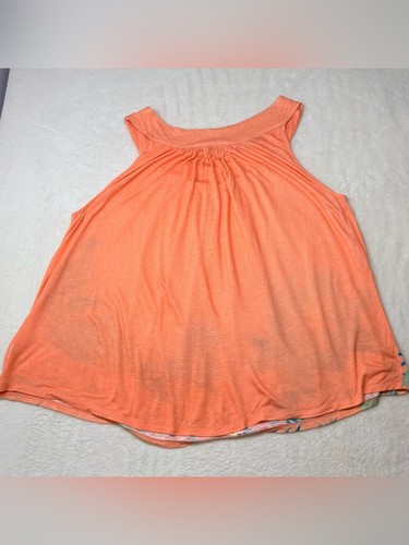 MyStyle Orange Tropical Floral Tank Top Sleeveless High Neck 1X - photo 3