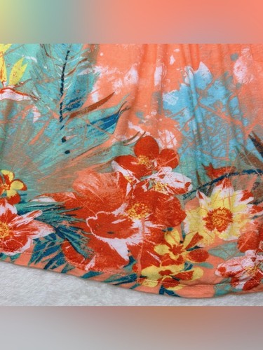 MyStyle Orange Tropical Floral Tank Top Sleeveless High Neck 1X - photo 4