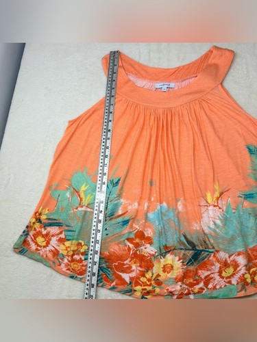 MyStyle Orange Tropical Floral Tank Top Sleeveless High Neck 1X - photo 5