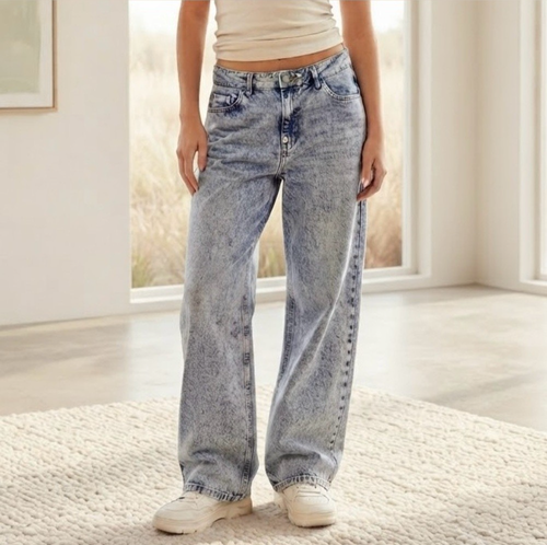 Bluenotes Denim Low Rise Baggy Wide Leg Jeans Acid Wash Size 14