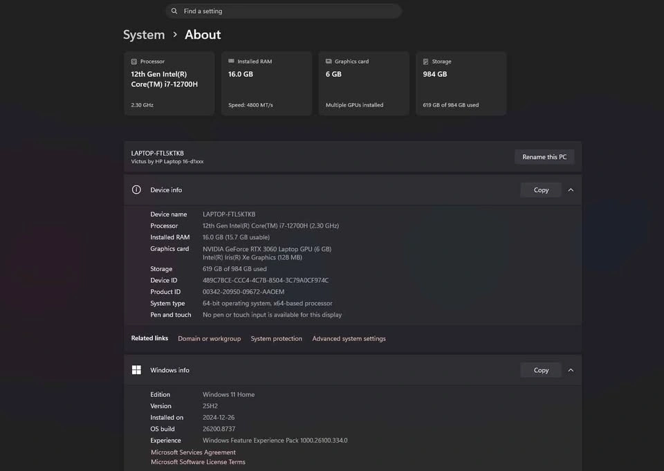 HP VICTUS -I7 12700H - RTX 3060 - EXCELLENT CONDITION - photo 2