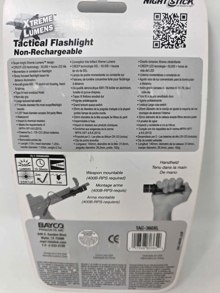 Nightstick TAC-360XL Tactical Flashlight, 500-Lumen, Black - photo 2