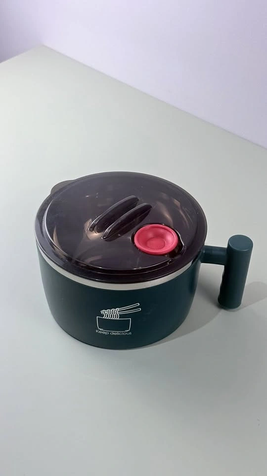 Stainless Steel Noodle Bowl with Lid and Handle