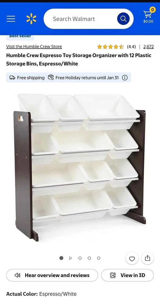 4 tier - white/brown - kids toy storage/organizer