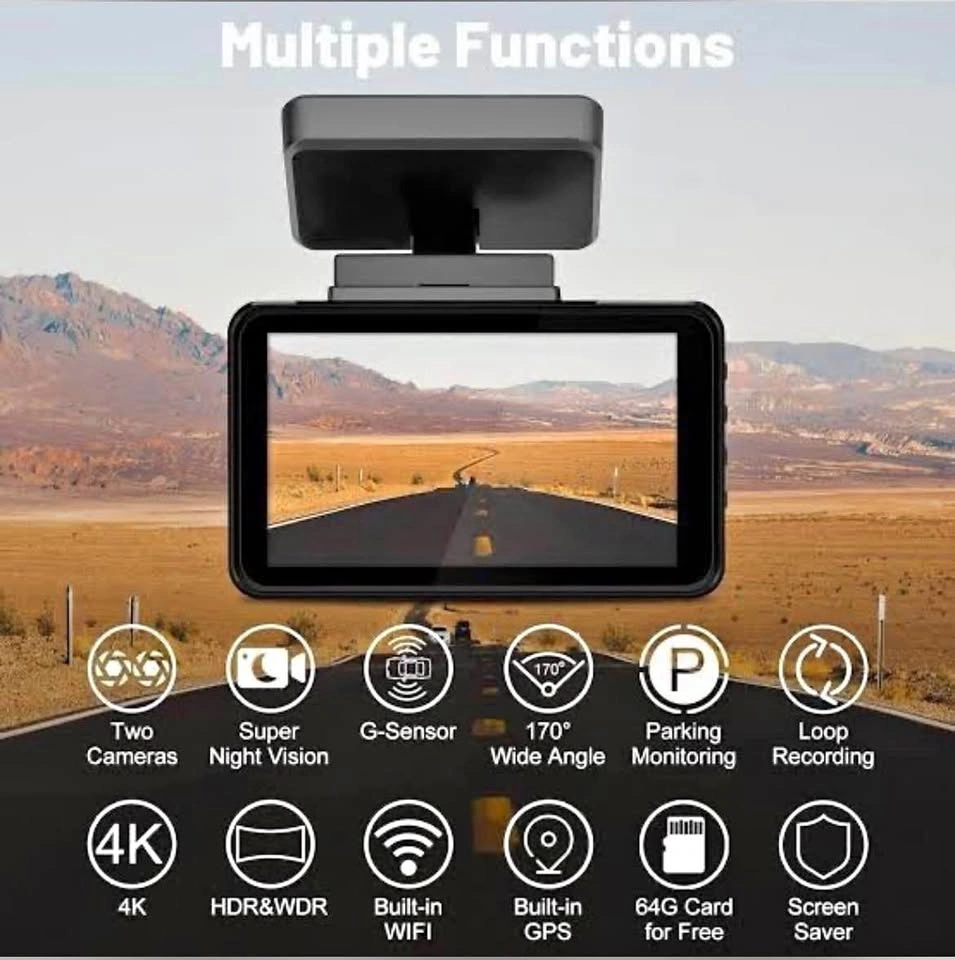 Primeview 3 Channel Dash Cam with WiFi and GPS