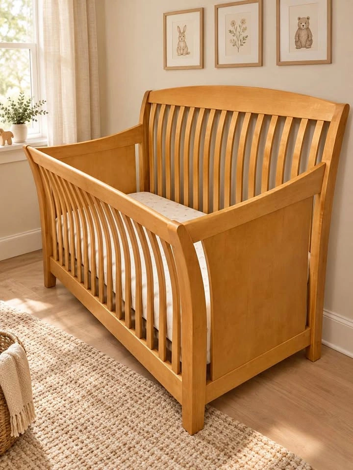 Wooden Sleigh Baby Crib