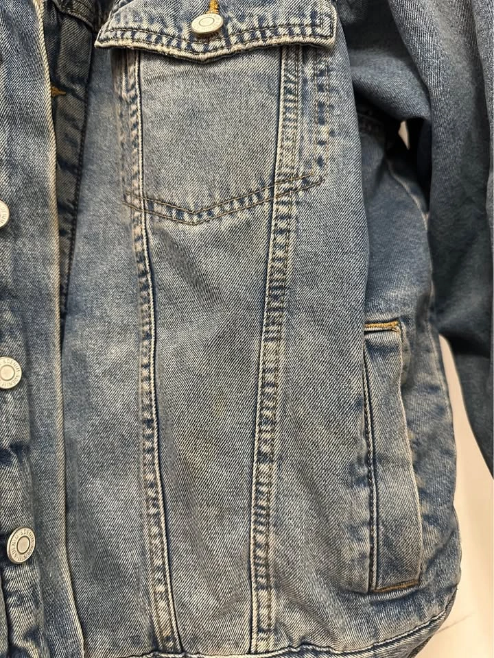 H&M &DENIM Faux Shearling Lined Cotton Denim Jacket Size M - photo 5