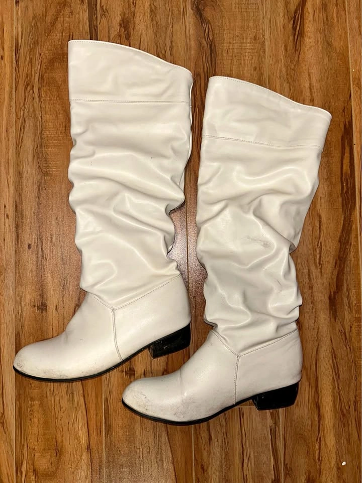 White leather boots