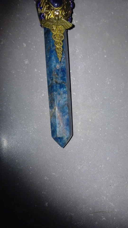 Handcrafted Crystal Healing Wand with Amethyst and Apatite - photo 5
