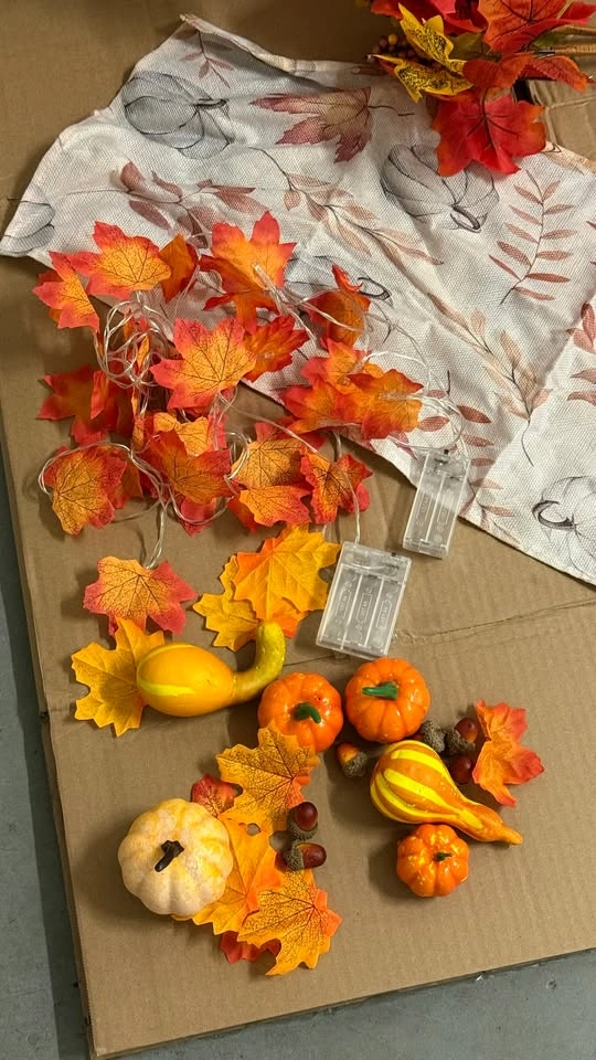 Fall Decor Set - Pumpkins, Maple Leaf Light Garlands, Basket - photo 3