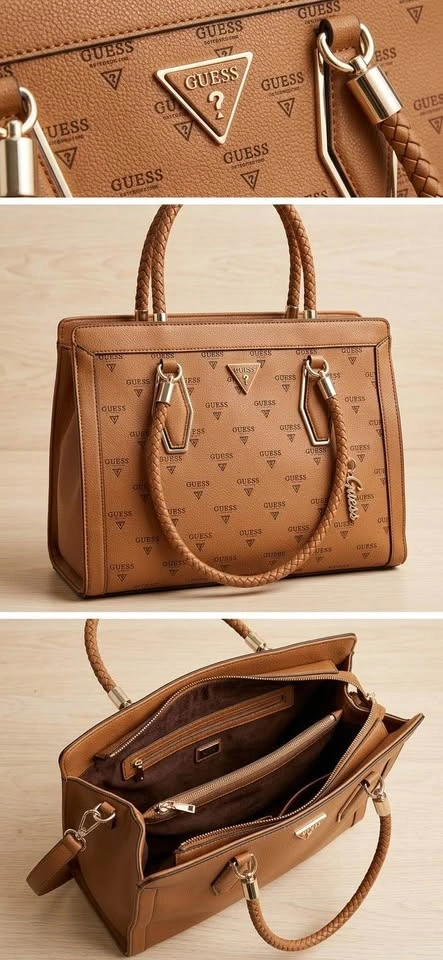 Guess Brown Monogram Tote Bag