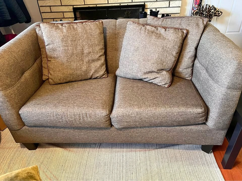 Modern Grey/Brown Textured Fabric Sofa – Great Condition