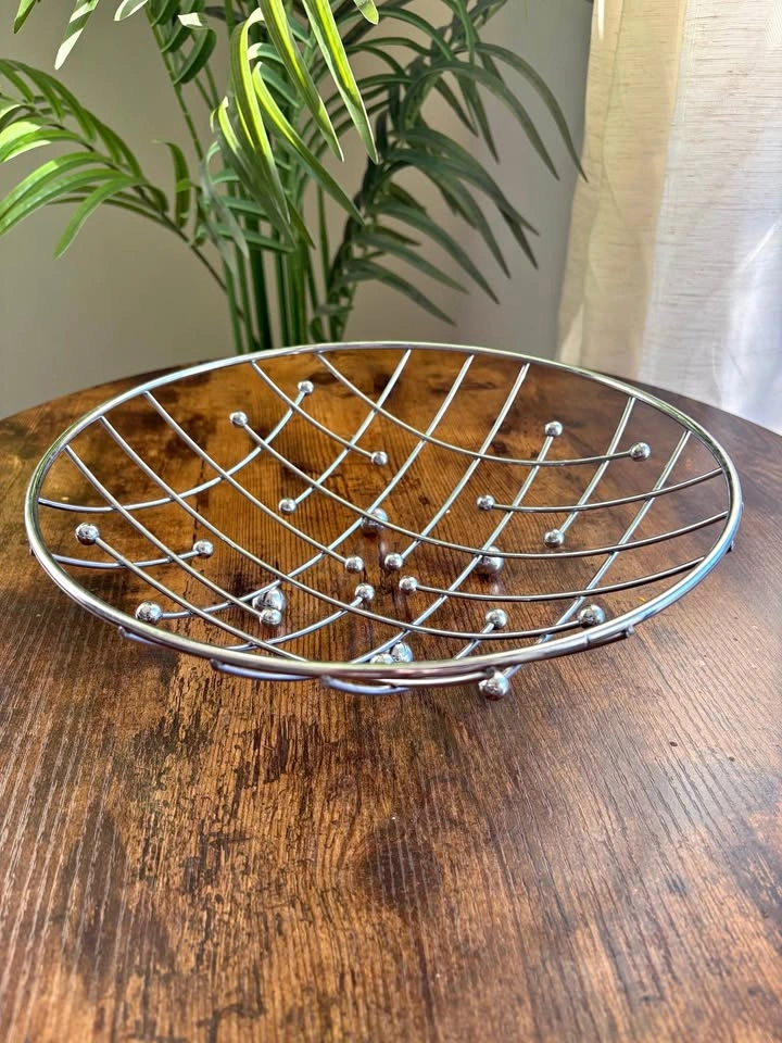 Chrome Atomic Mid-Century Modern Fruit Bowl