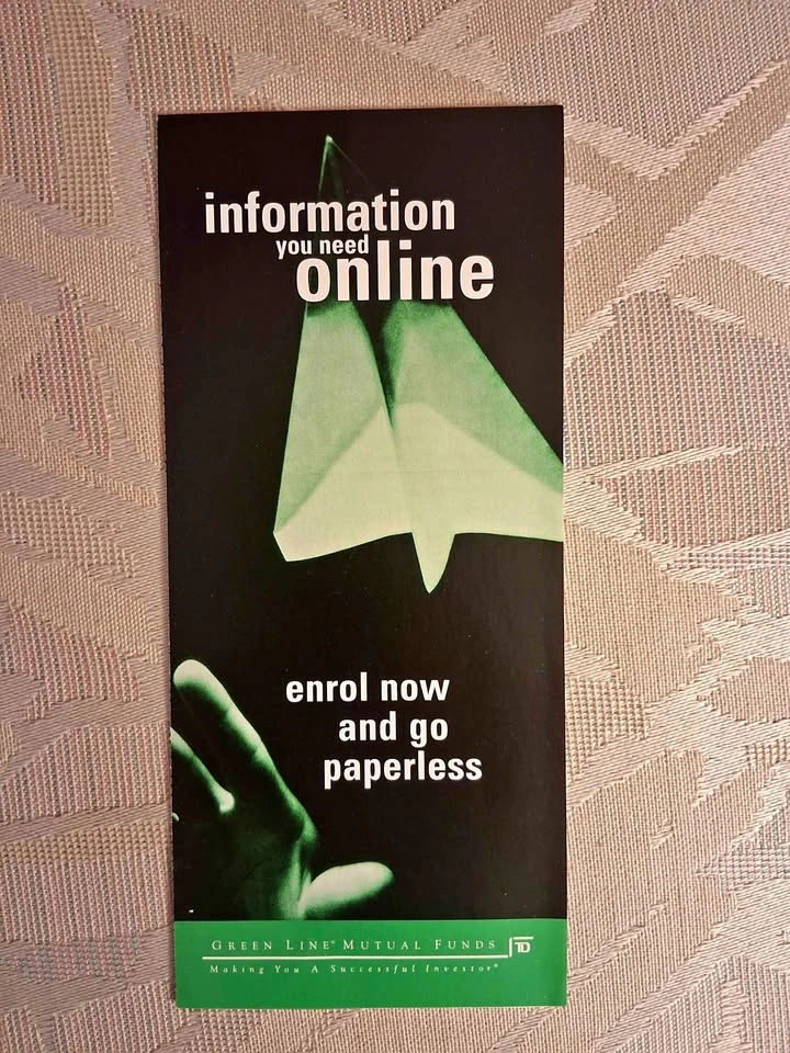 Vintage 1998 TD Bank Green Line Paperless Brochure Collectible