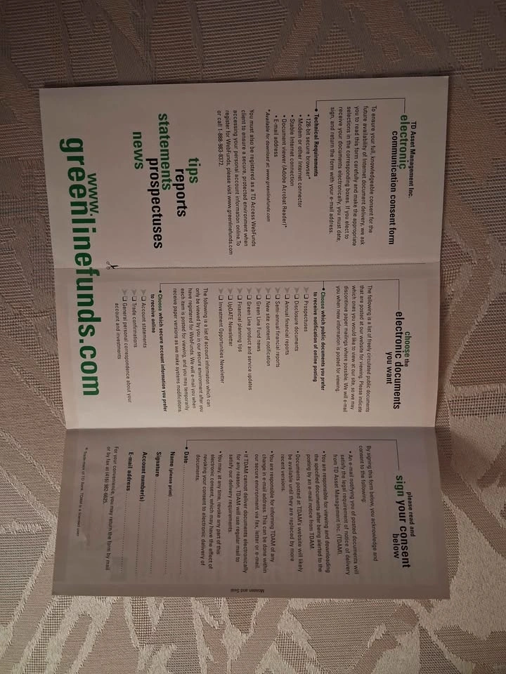 Vintage 1998 TD Bank Green Line Paperless Brochure Collectible - photo 2