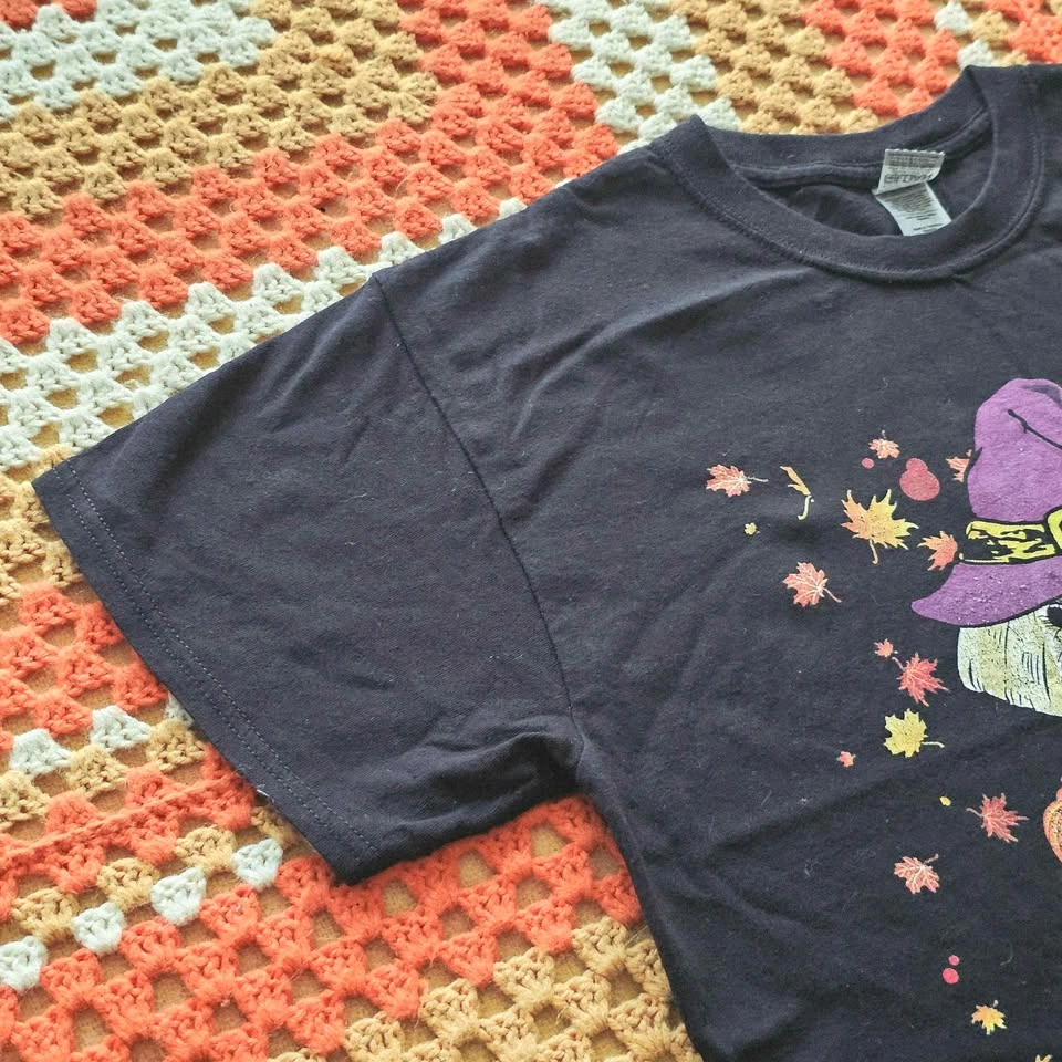 Vintage Halloween Witch Dog Graphic Black T-Shirt Size L - photo 4