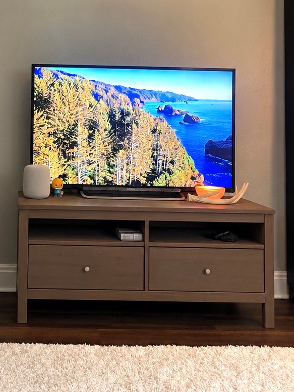 Wooden TV Stand / Media Console with 2 Drawers – Brown