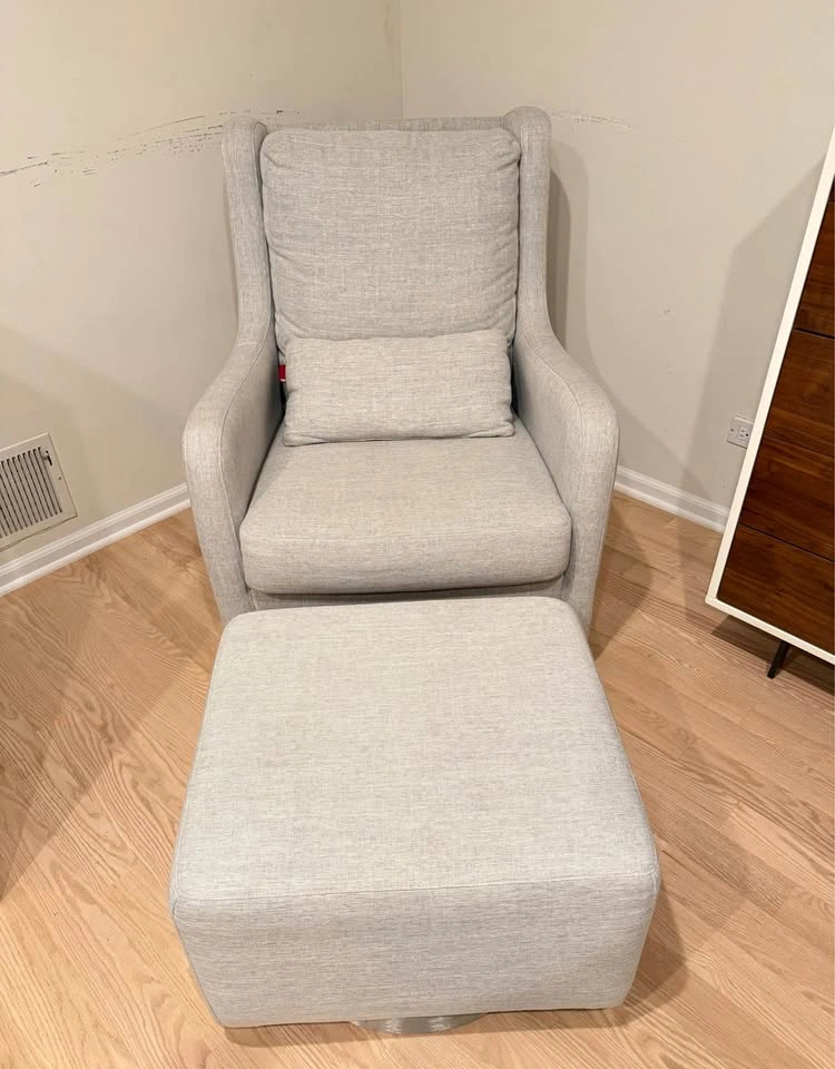 Crate&kids Monte/Milo Grey Nursery Swivel Glider & Ottoman