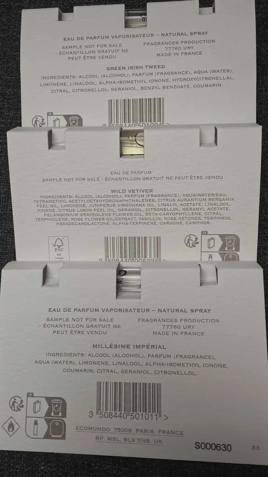 Creed Fragrance Samples - Green Irish Tweed, Wild Vetiver, Millé - photo 2