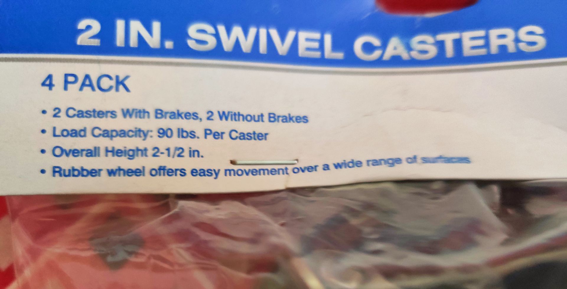 NEW 2-Inch Swivel Casters 4-Pack with Brakes - photo 2