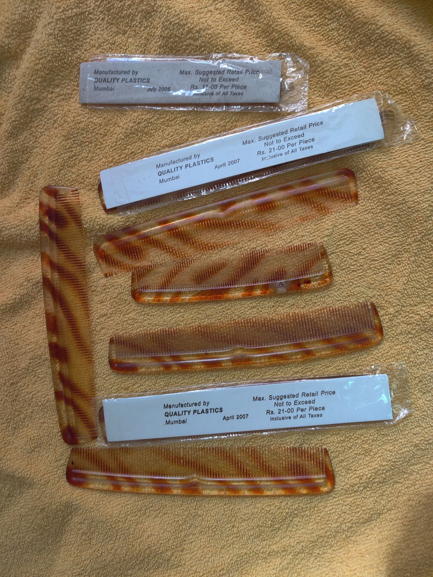 Quality Plastics Tortoise Shell Hair Combs Set